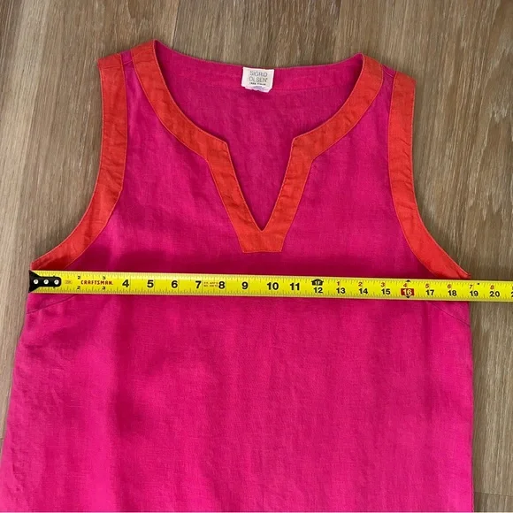 The Sigrid Olsen 100% Linen Sleeveless Shift Dress medium pink orange - Picture 3 of 4